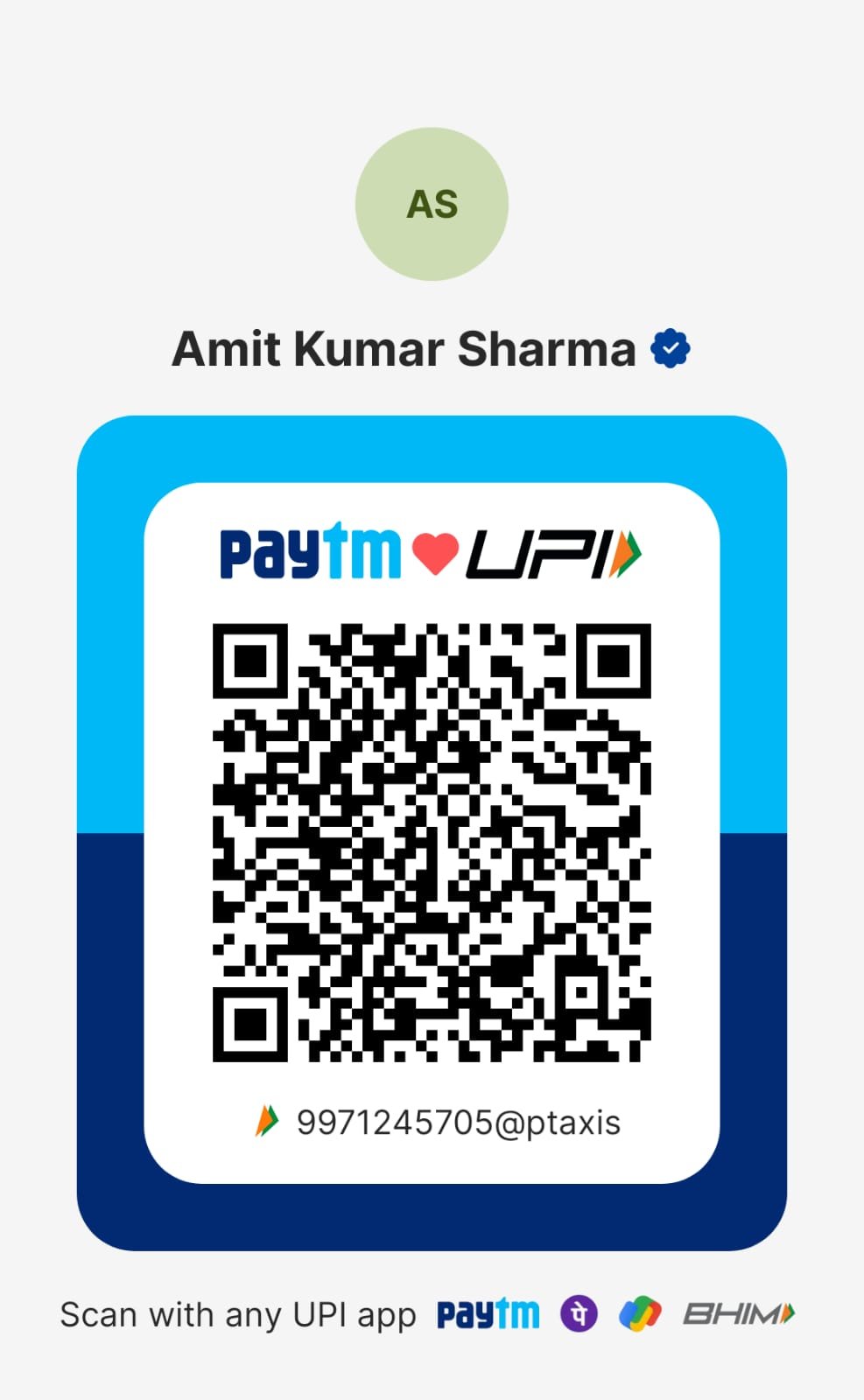 UPI payment QR code for Amit Kumar Sharma